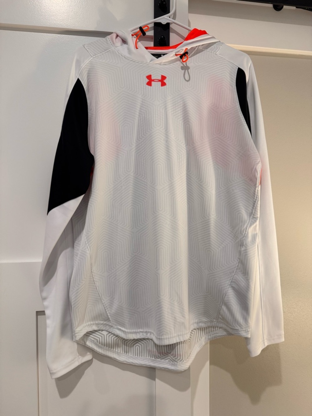 Under Armour White, Black & Orange Hooded Pullover Sweatshirt
